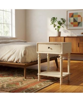 Wood nightstand with storage drawer and open shelf for bedroom decor