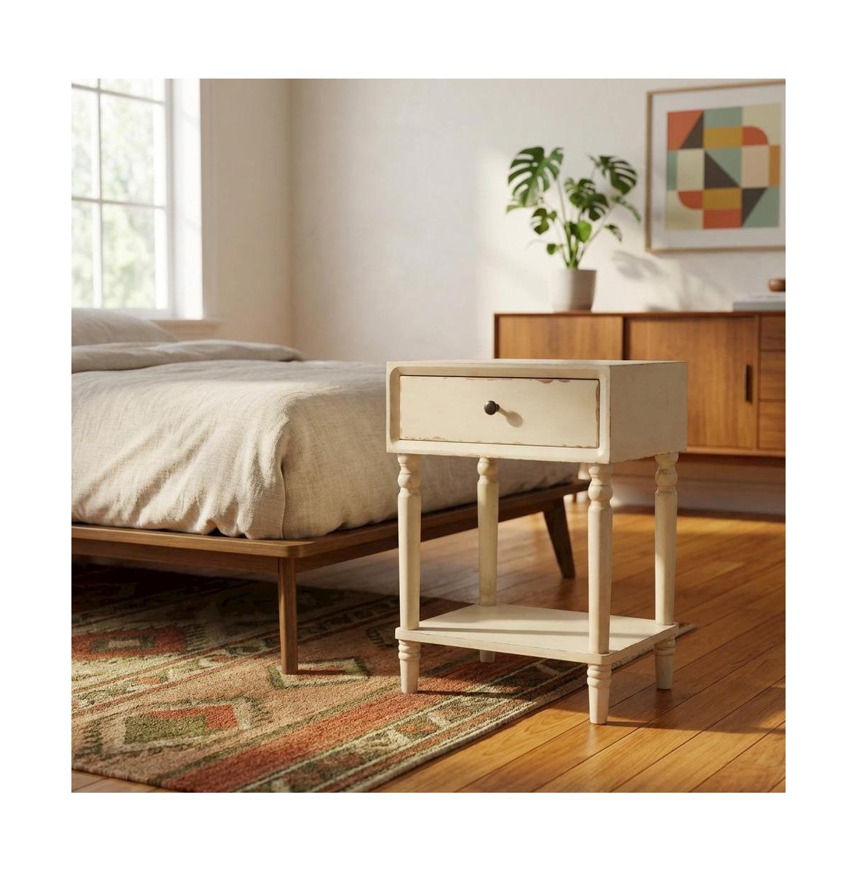 Starlight Canyon Home Wood nightstand with storage drawer and open shelf for bedroom decor