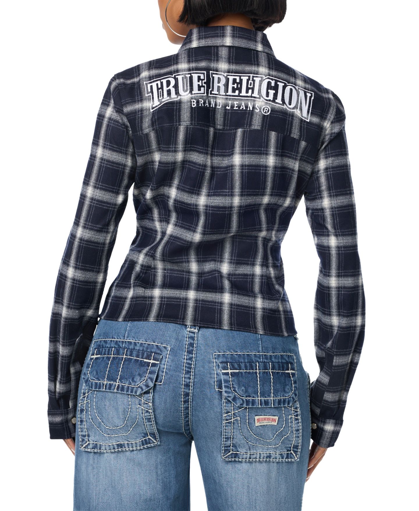 Женская блузка True Religion Plaid Flannel Long-Sleeve, цвет: Разноцветный тёмно-синий — фото 3