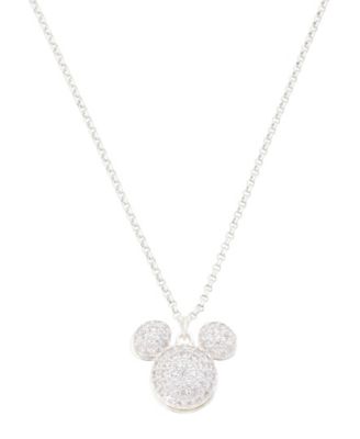 Cubic Zirconia Silver-Tone Mickey Head Necklace