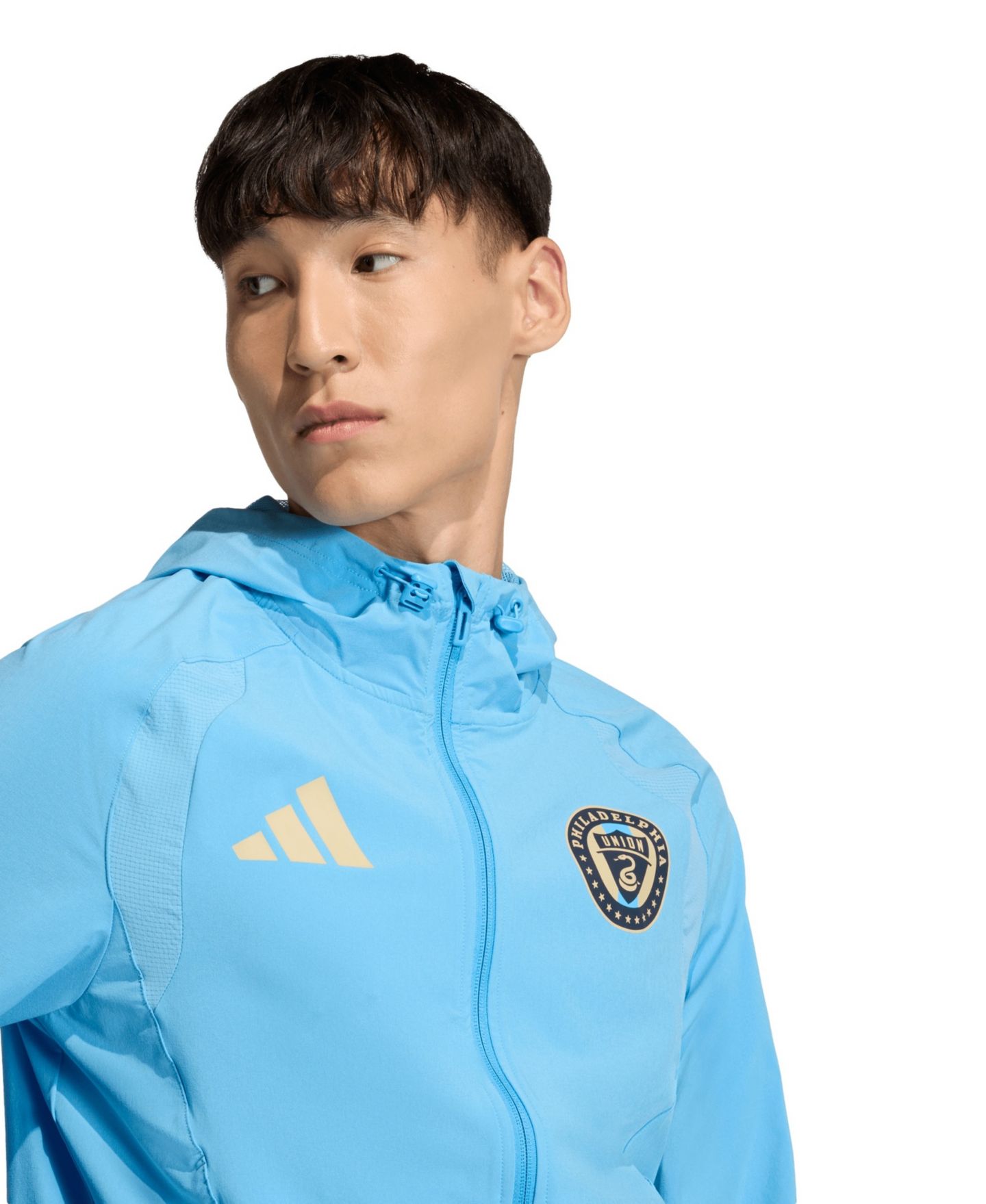 Мужская куртка adidas Light Blue Philadelphia Union Tiro Travel Full-Zip Hooded Windbreaker — фото 4