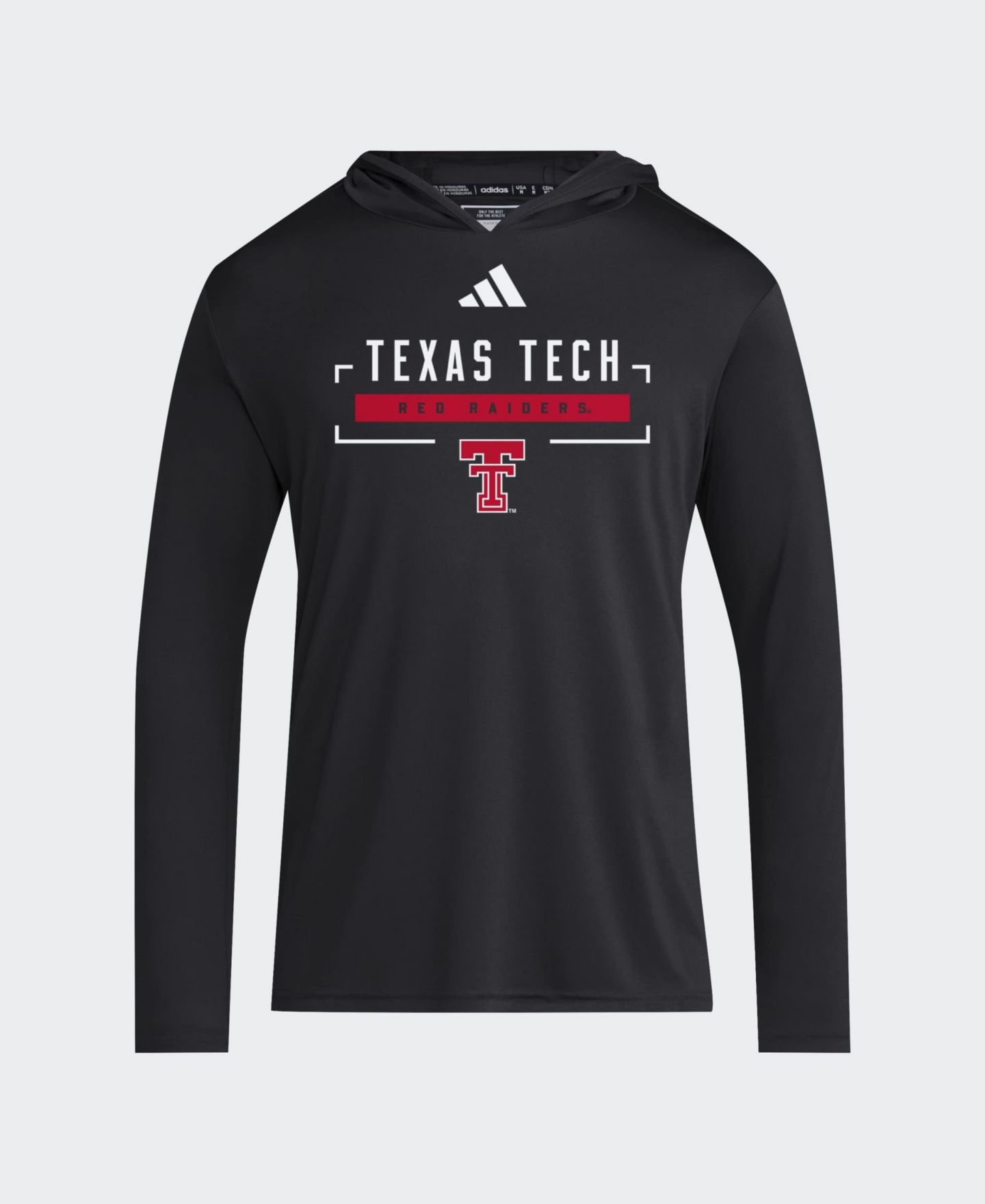 Мужская футболка adidas Black Texas Tech Red Raiders D4T Long Sleeve Hooded — фото 1
