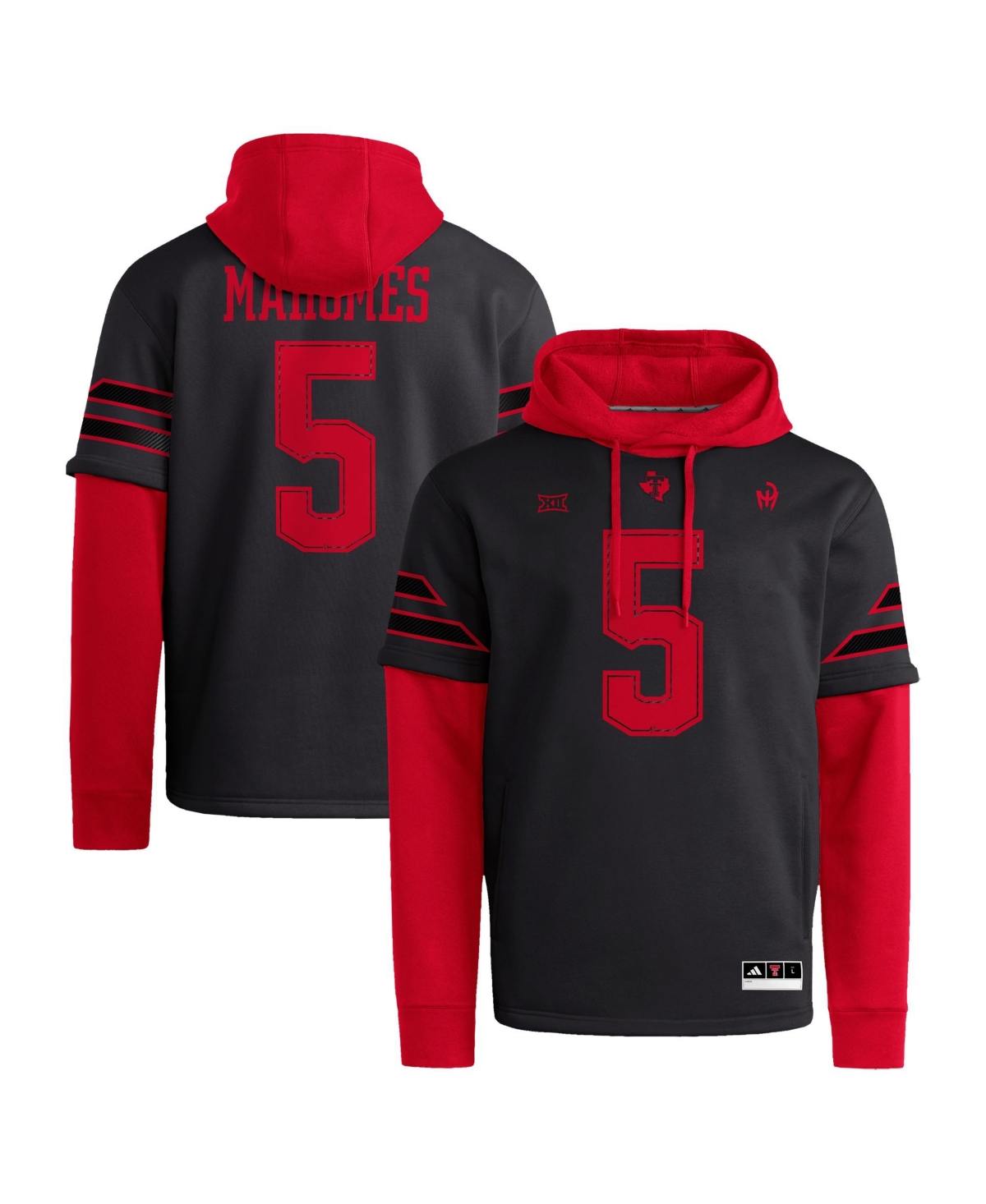 Adidas Men's Patrick Mahomes Black/Red Texas Tech Red Raiders Let's Ride Jersey Hoodie