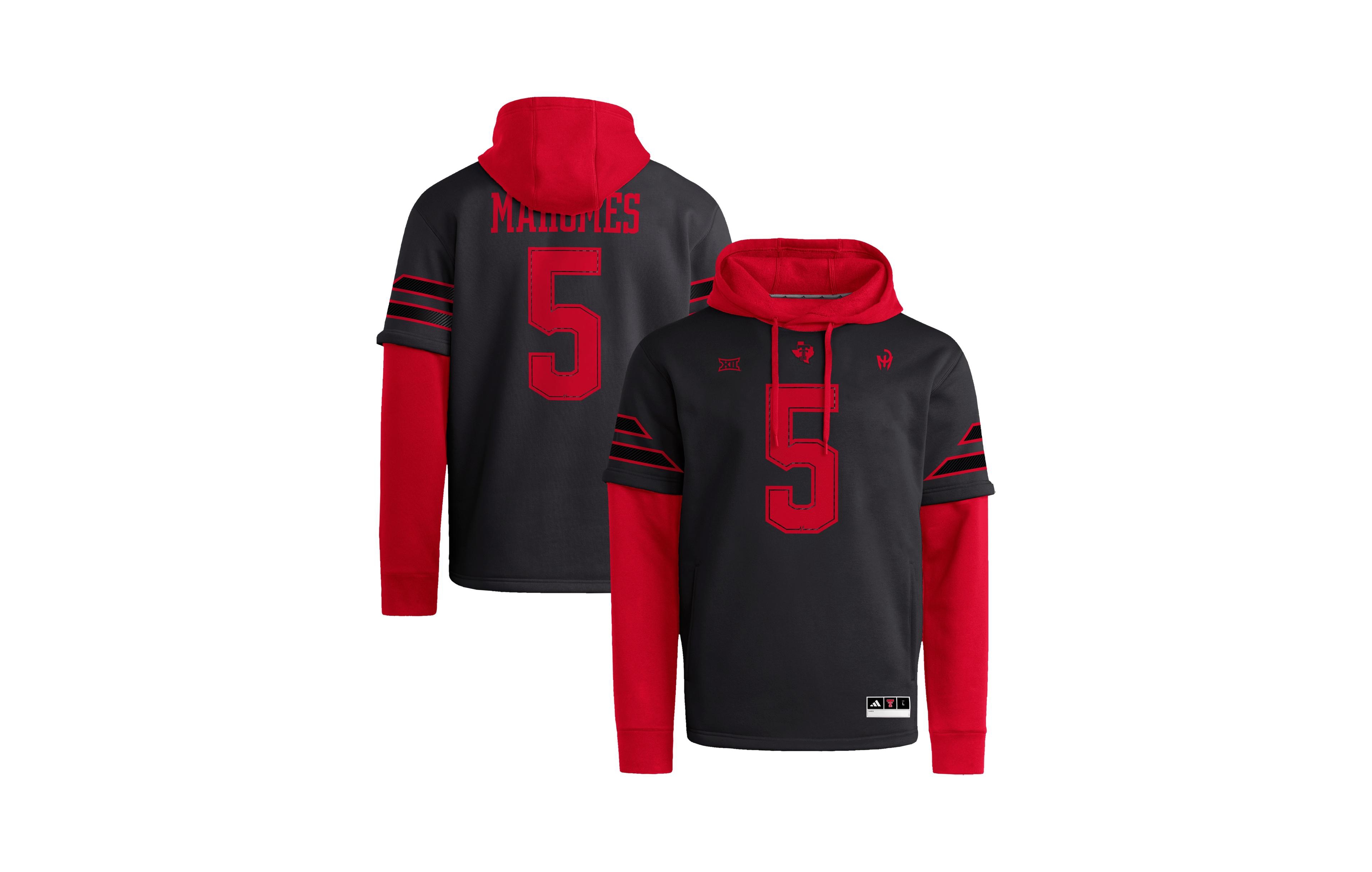 Adidas Men's Patrick Mahomes Black/Red Texas Tech Red Raiders Let's Ride Jersey Hoodie