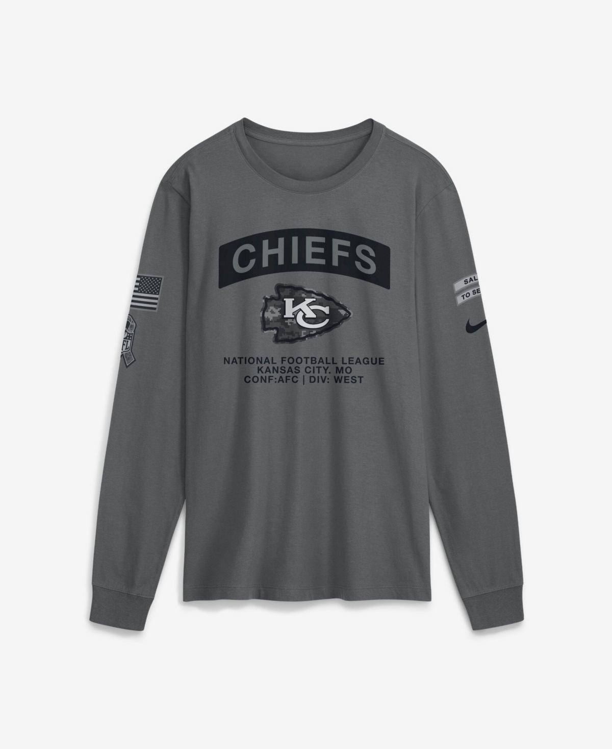 Nike Men's Gray Kansas City Chiefs 2026 Salute to Service Long Sleeve T-Shirt