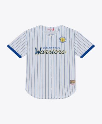 Men's White Golden State Warriors Head Coach Pinstripe Mesh Full-Button Baseball Jersey