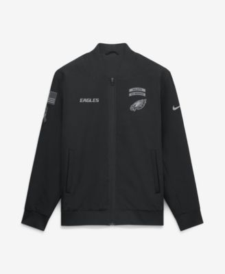 Men's Black Philadelphia Eagles 2026 Salute to Service Sideline Full-Zip Bomber Jacket