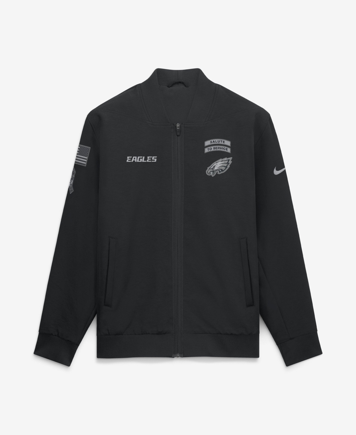 Nike Men's Black Philadelphia Eagles 2026 Salute to Service Sideline Full-Zip Bomber Jacket