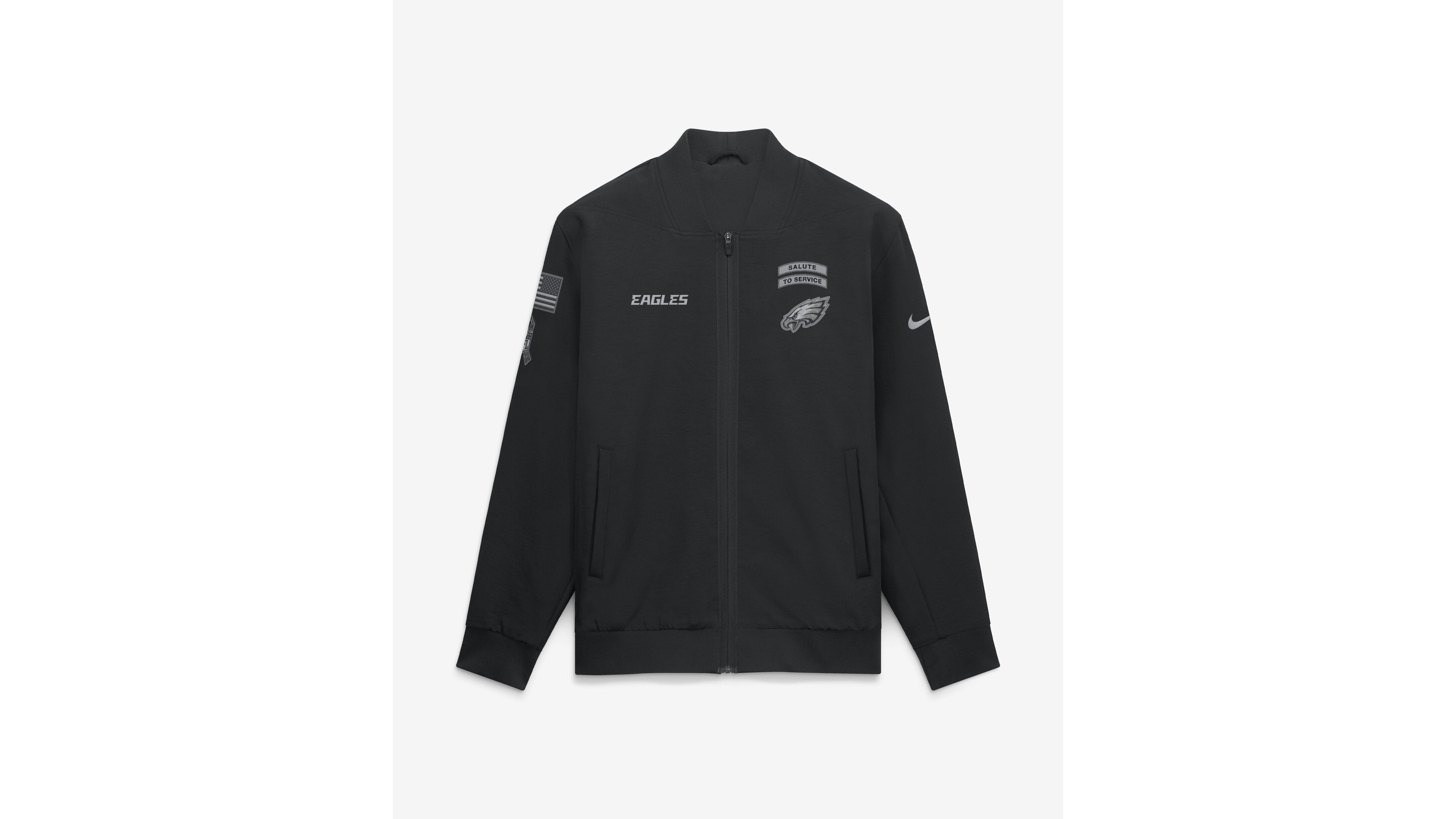 Nike Men's Black Philadelphia Eagles 2026 Salute to Service Sideline Full-Zip Bomber Jacket