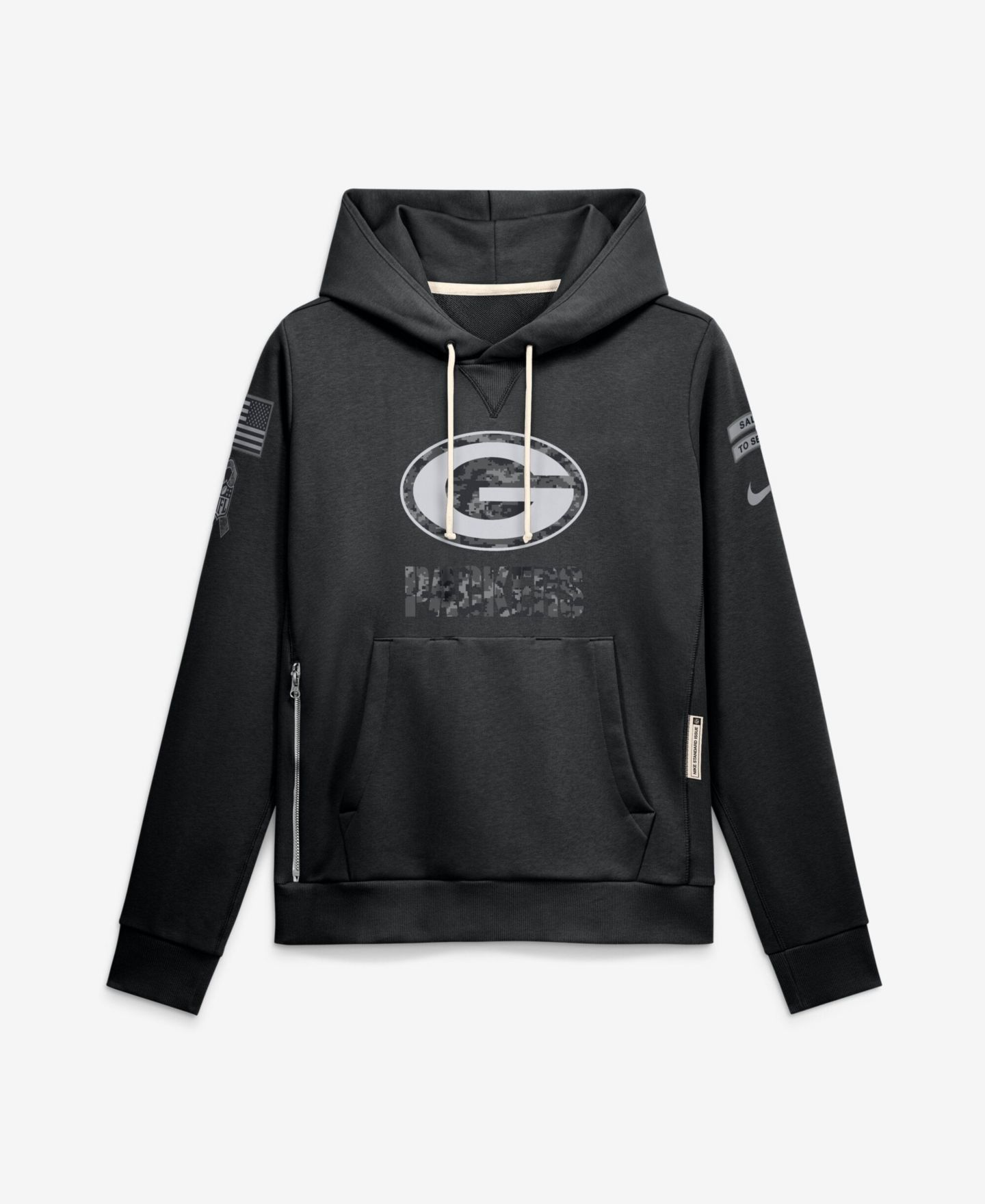Женское худи Nike Black Green Bay Packers 2026 Salute to Service Sideline Dri-FIT Pullover — фото 1