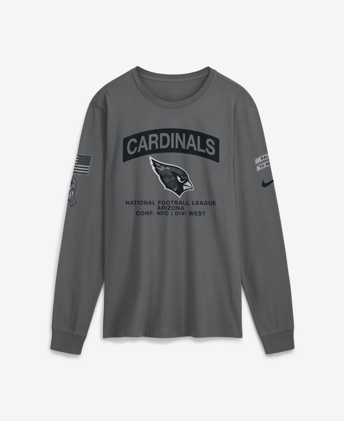 Nike Men's Gray Arizona Cardinals 2026 Salute to Service Long Sleeve T-Shirt