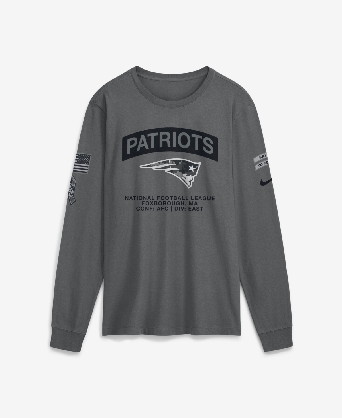 Nike Men's Gray New England Patriots 2026 Salute to Service Long Sleeve T-Shirt