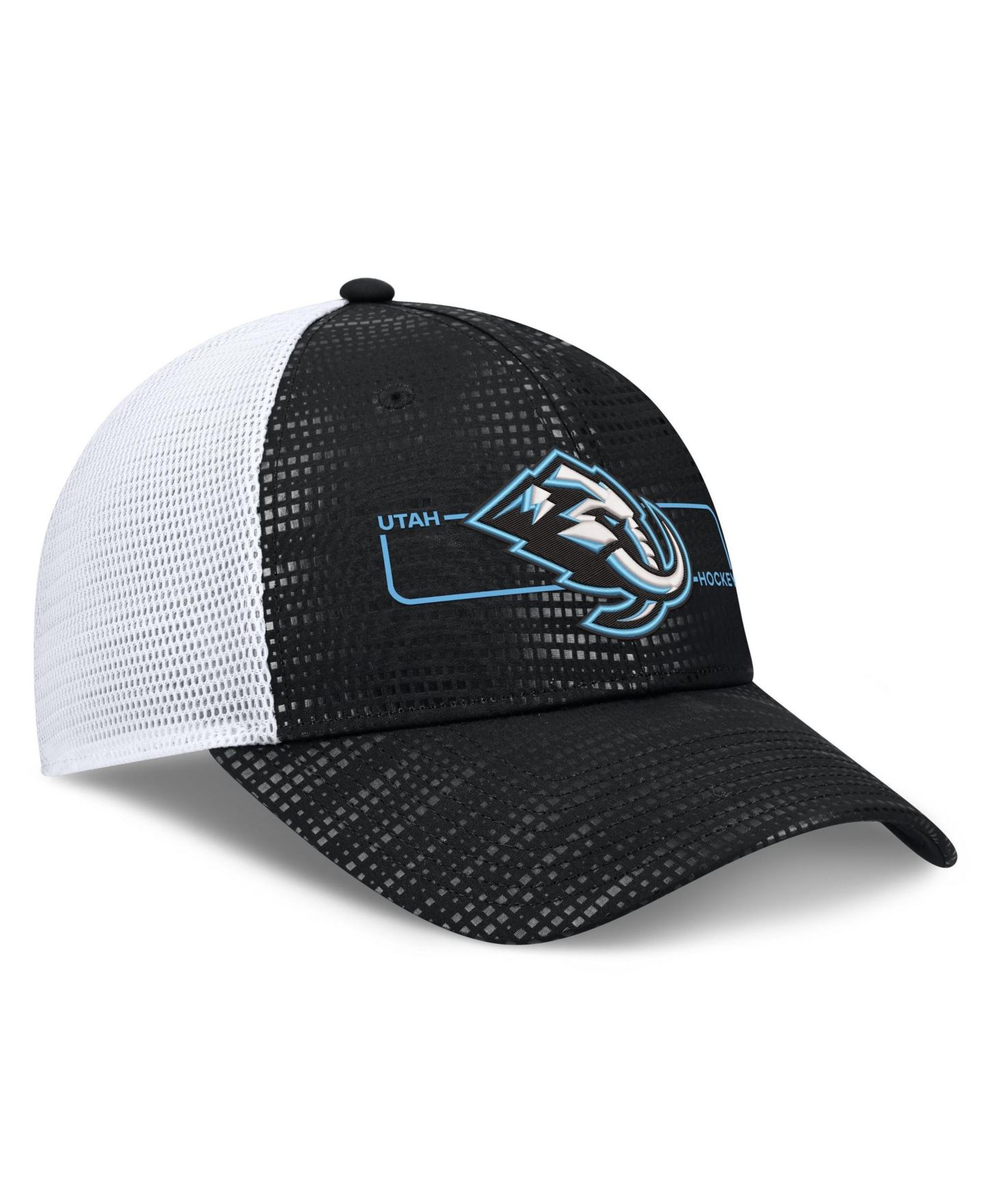 Мужская кепка Fanatics Black Utah Mammoth Authentic Pro Rink Boxed Logo Trucker Hat — фото 3