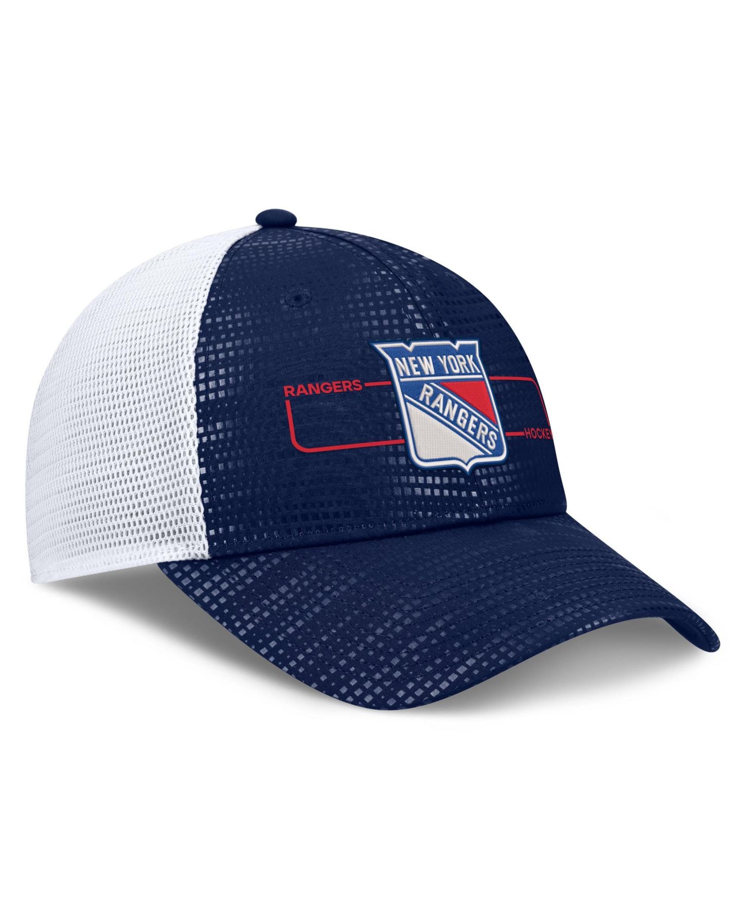 Мужская кепка Fanatics Navy New York Rangers Authentic Pro Rink Boxed Logo Trucker Hat — фото 3