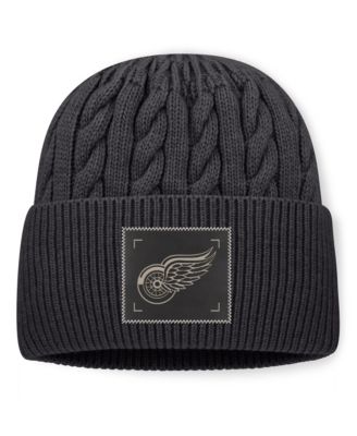 Men's Charcoal Detroit Red Wings Road Phantom Oversized Cuffed Knit Hat