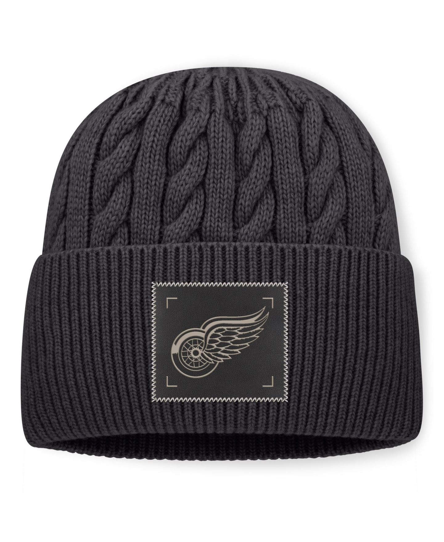 Мужская шапка Fanatics Charcoal Detroit Red Wings Road Phantom Oversized Cuffed Knit Hat — фото 1