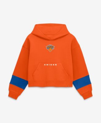 Women's New York Knicks Orange Beat Records Cropped Fleece Hoodie