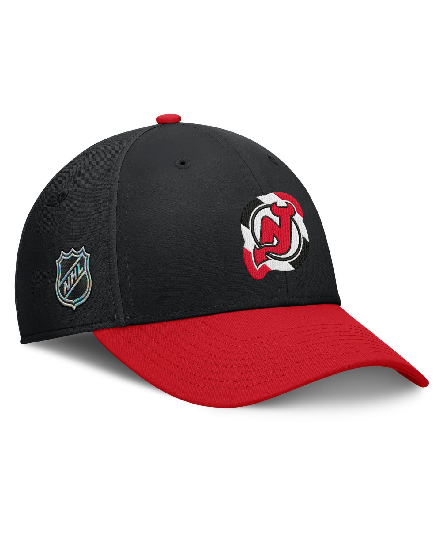 Мужские головные уборы Fanatics Black/Red New Jersey Devils Stretch Hat — фото 3