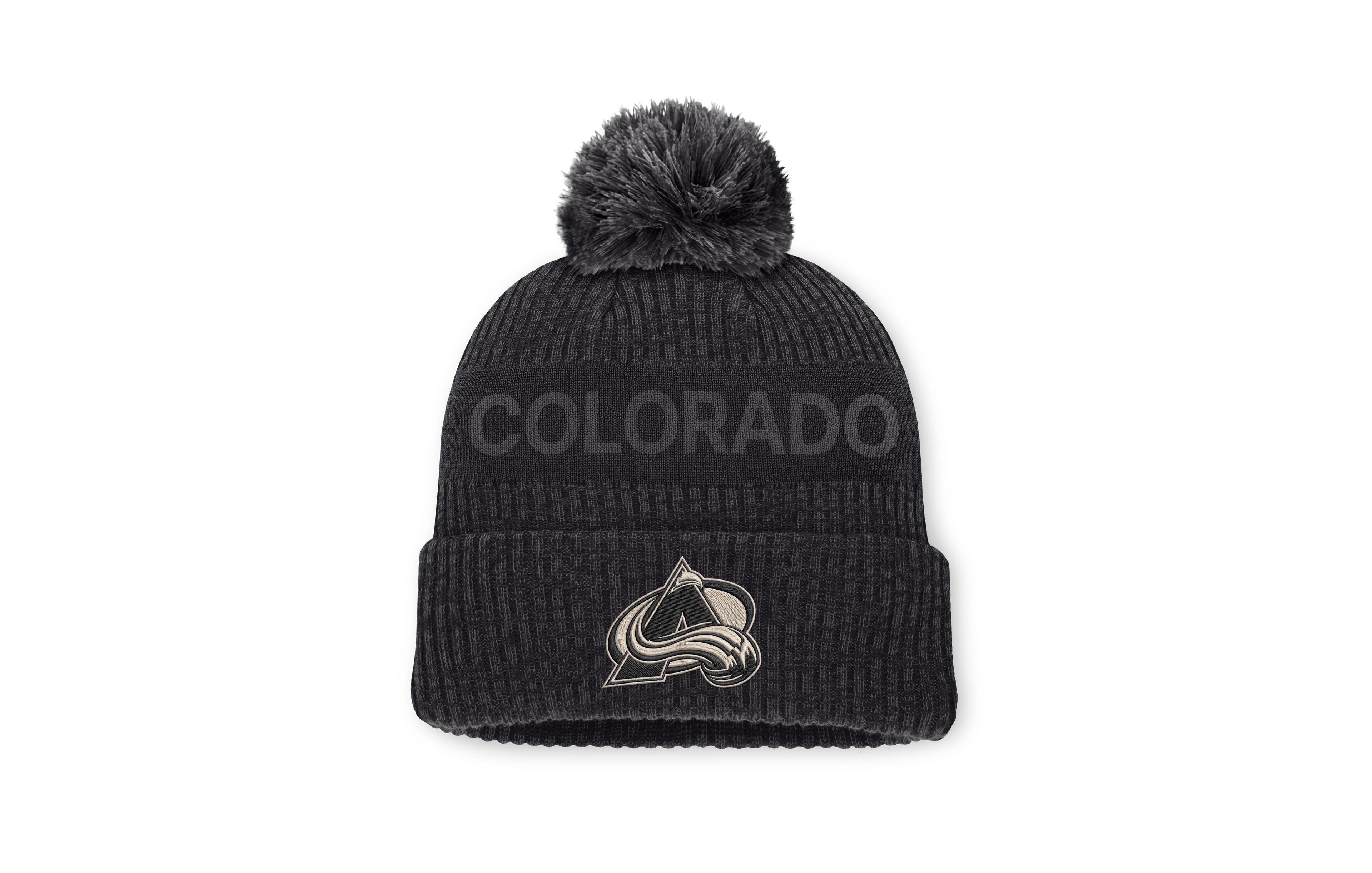 Fanatics Men's Charcoal Colorado Avalanche Road Phantom Cuffed Knit with Pom Hat