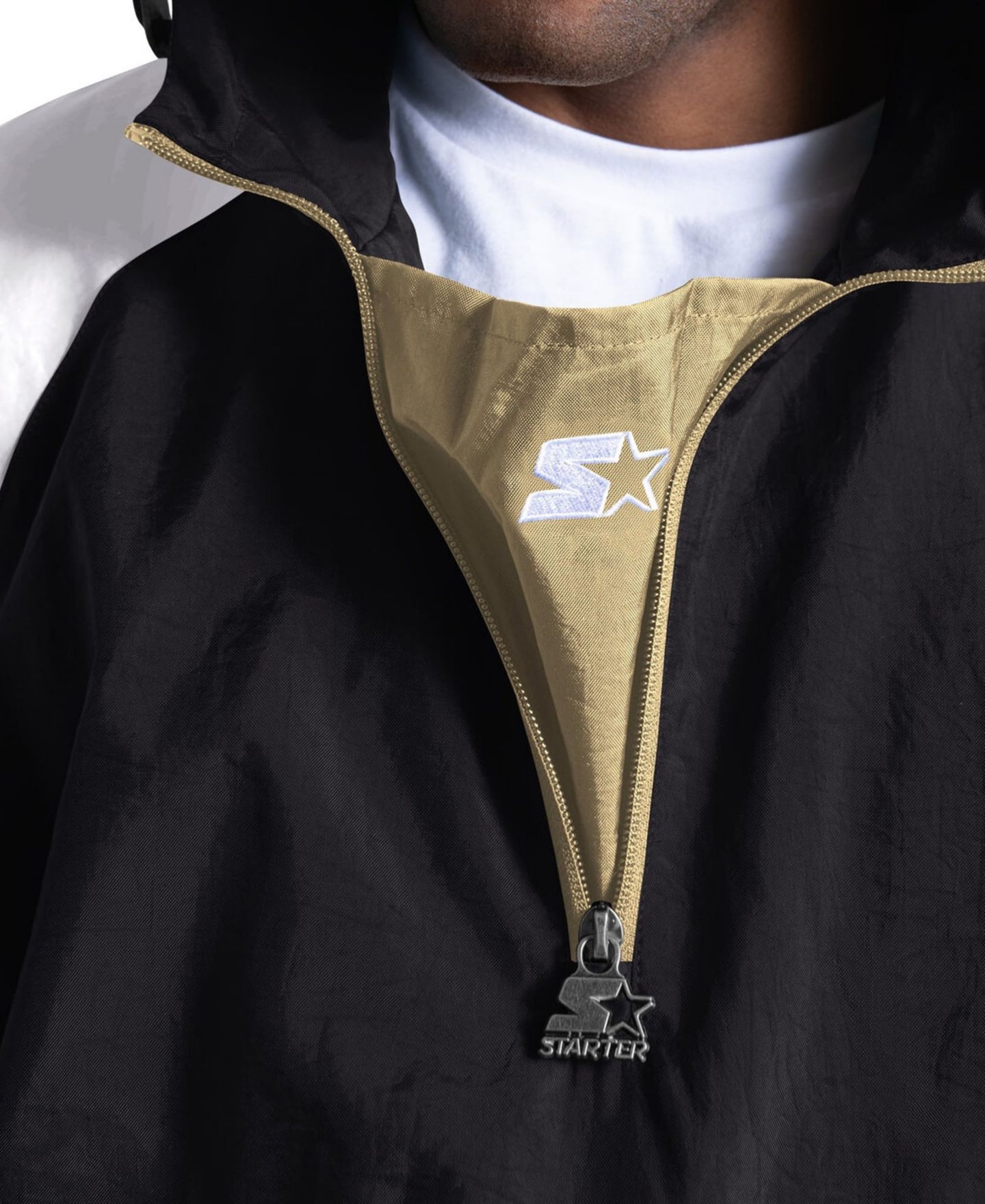 Мужская куртка Starter Black New Orleans Saints Street Cut Half-Zip — фото 3