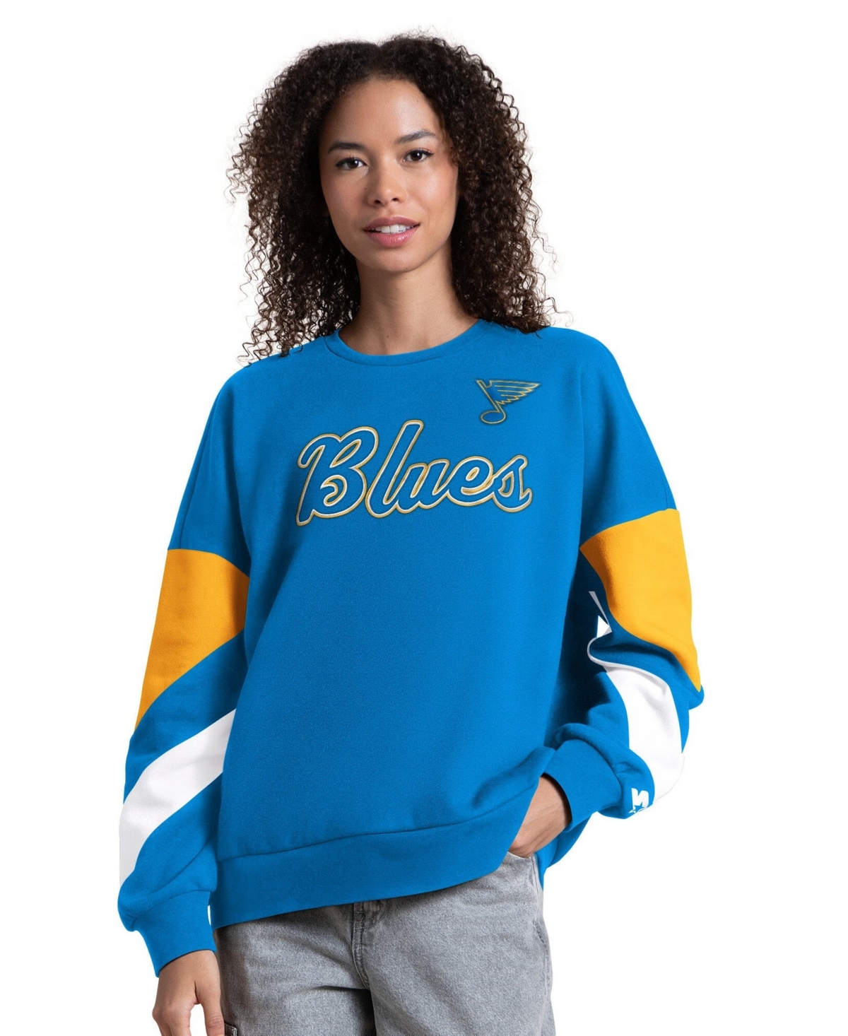 Starter Women's Blue St. Louis Blues Grand Slam Sleeve Color Block Sweatshirt