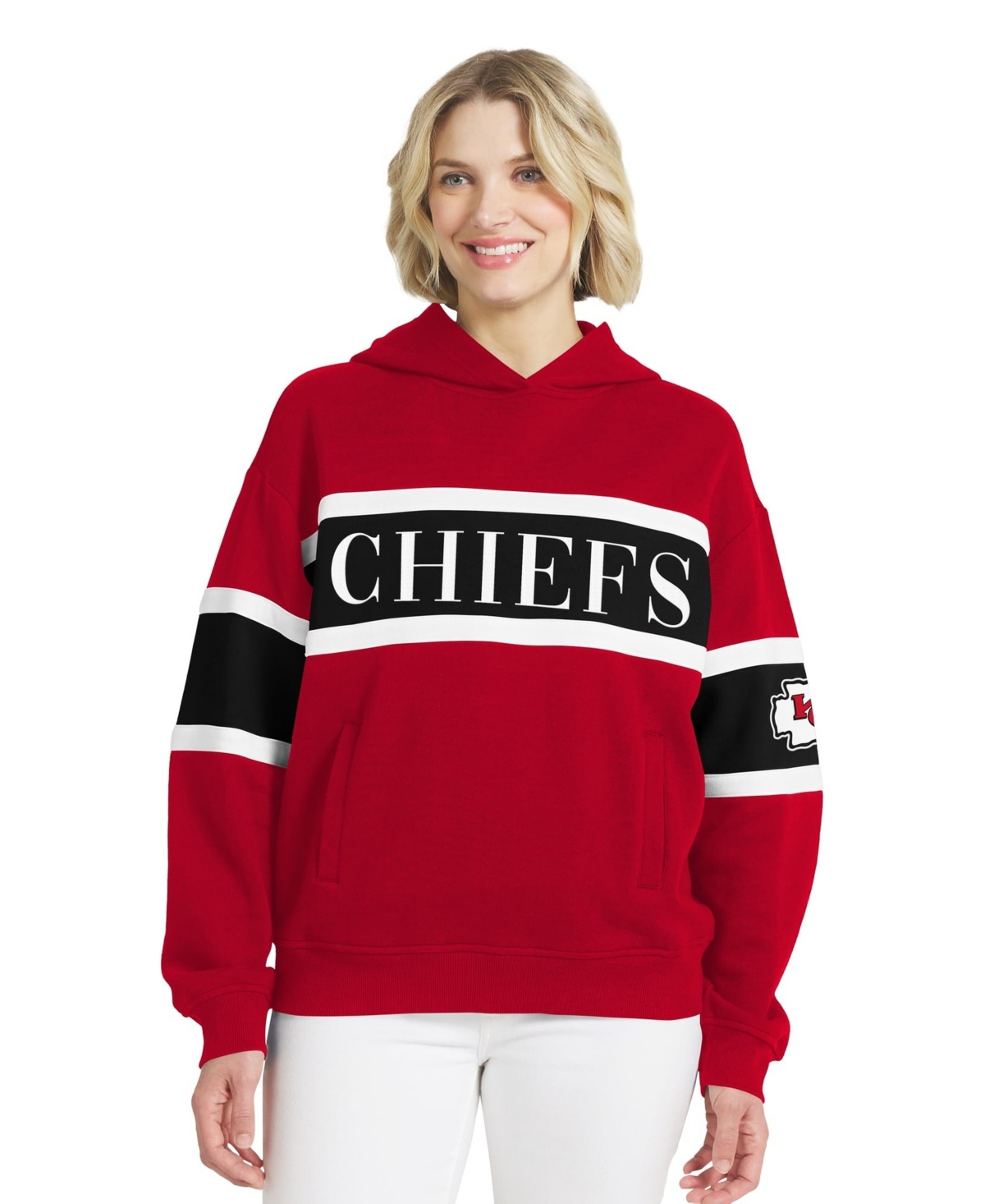 Wear by Erin Andrews Women's Red Kansas City Chiefs Stripe Hoodie