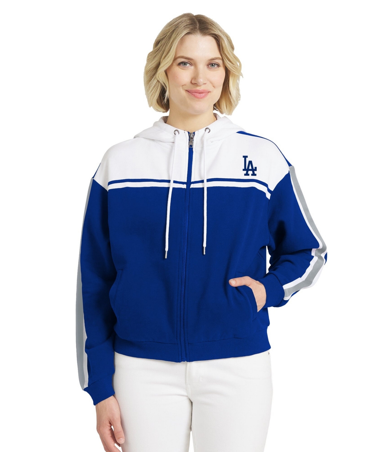 Wear by Erin Andrews Women's Royal/White Los Angeles Dodgers Color Blocked Full-Zip Hoodie