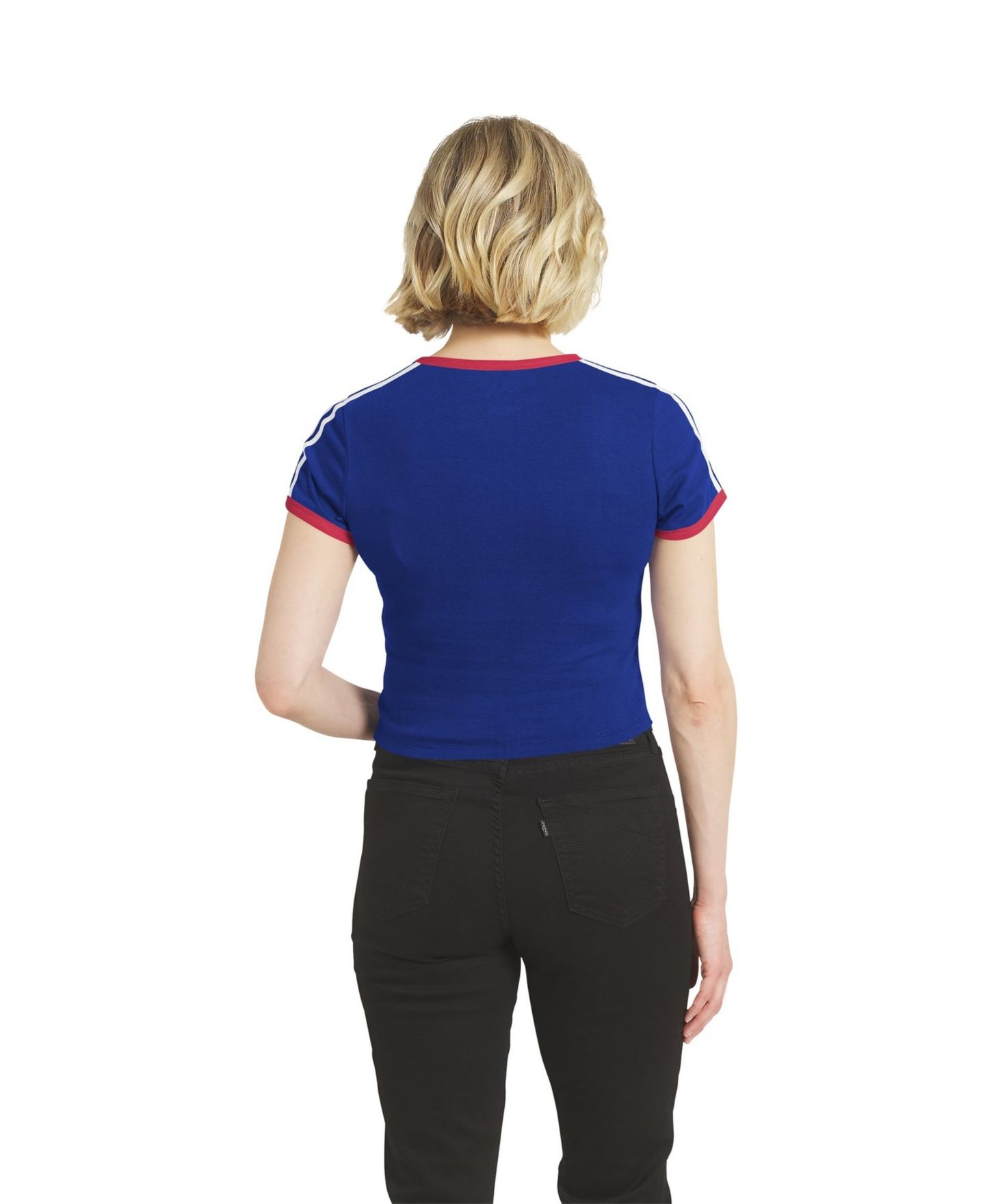 Женская футболка WEAR by Erin Andrews Royal Chicago Cubs Cropped Throwback Ringer Baby T-Shirt — фото 2