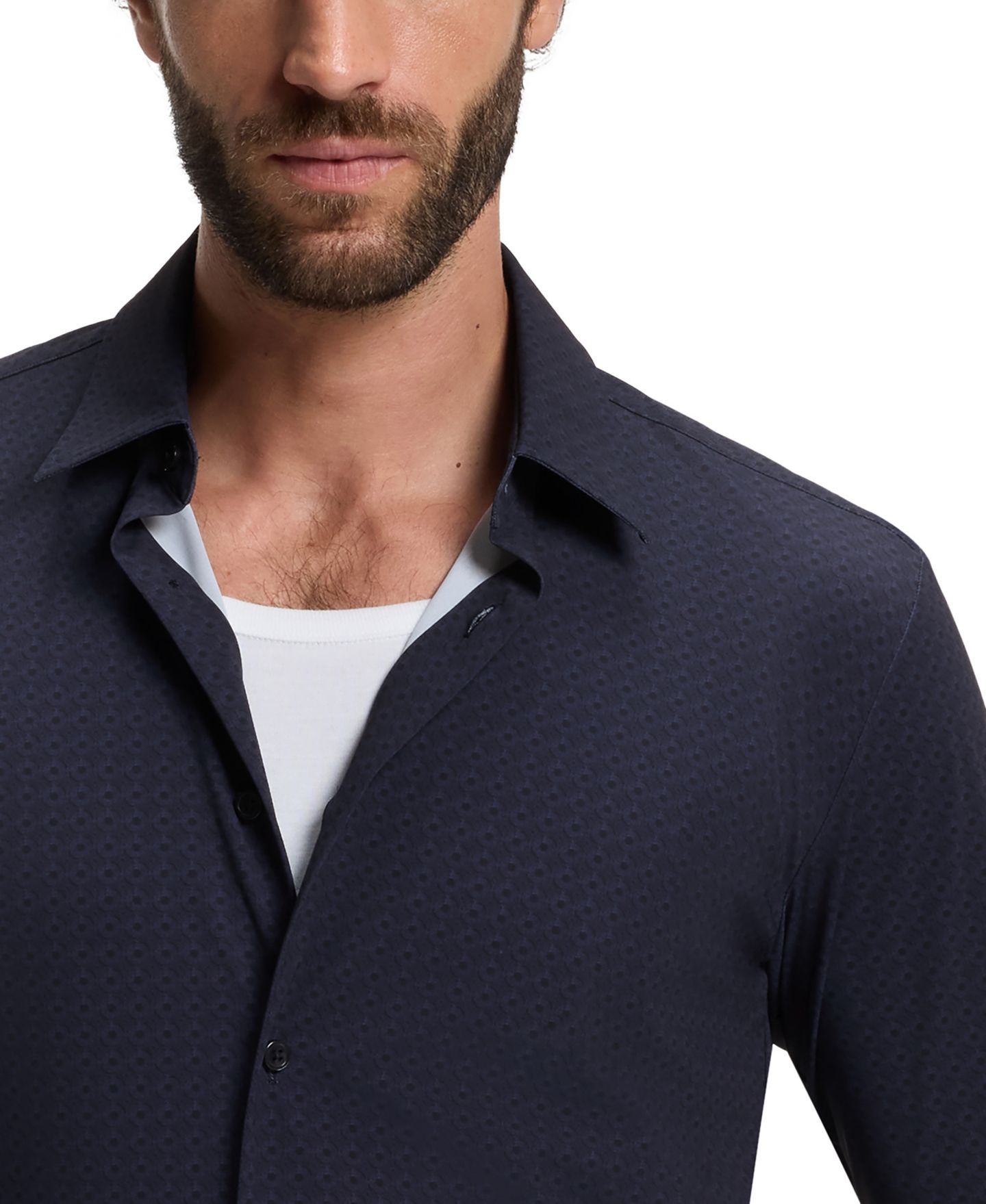Мужская рубашка Hugo Boss Performance-Stretch Jersey Slim-Fit Dress Shirt, цвет: Тёмный синий — фото 8