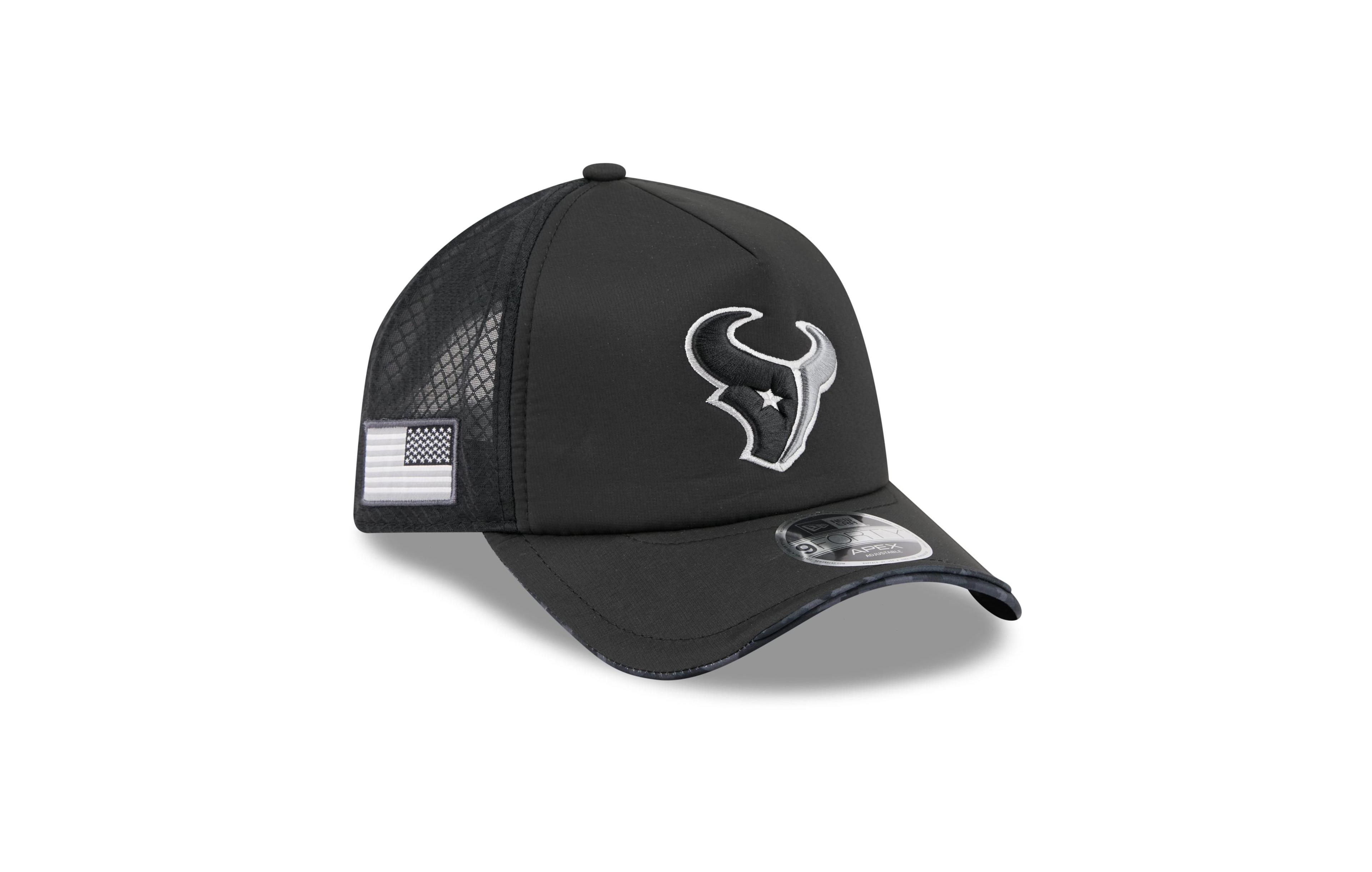 New Era Men's Black Houston Texans 2026 Salute To Service Apex 9FORTY Adjustable Trucker Hat