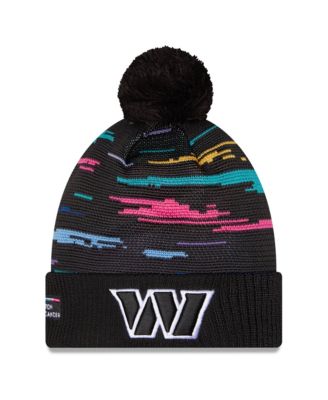 Men's Black Washington Commanders 2026 NFL Crucial Catch Cuffed Knit with Pom Hat