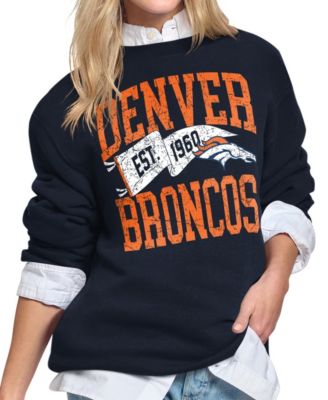 Women's Navy Denver Broncos Pennant Fleece Sweatshirt