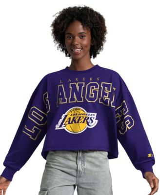Women's Purple Los Angeles Lakers Bleachers Cropped Sweatshirt