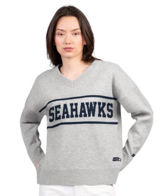 Women's Gray Seattle Seahawks Best Shot V-Neck Sweater