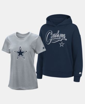 Women's Gray/Navy Dallas Cowboys Hoodie T-Shirt Combo Pack