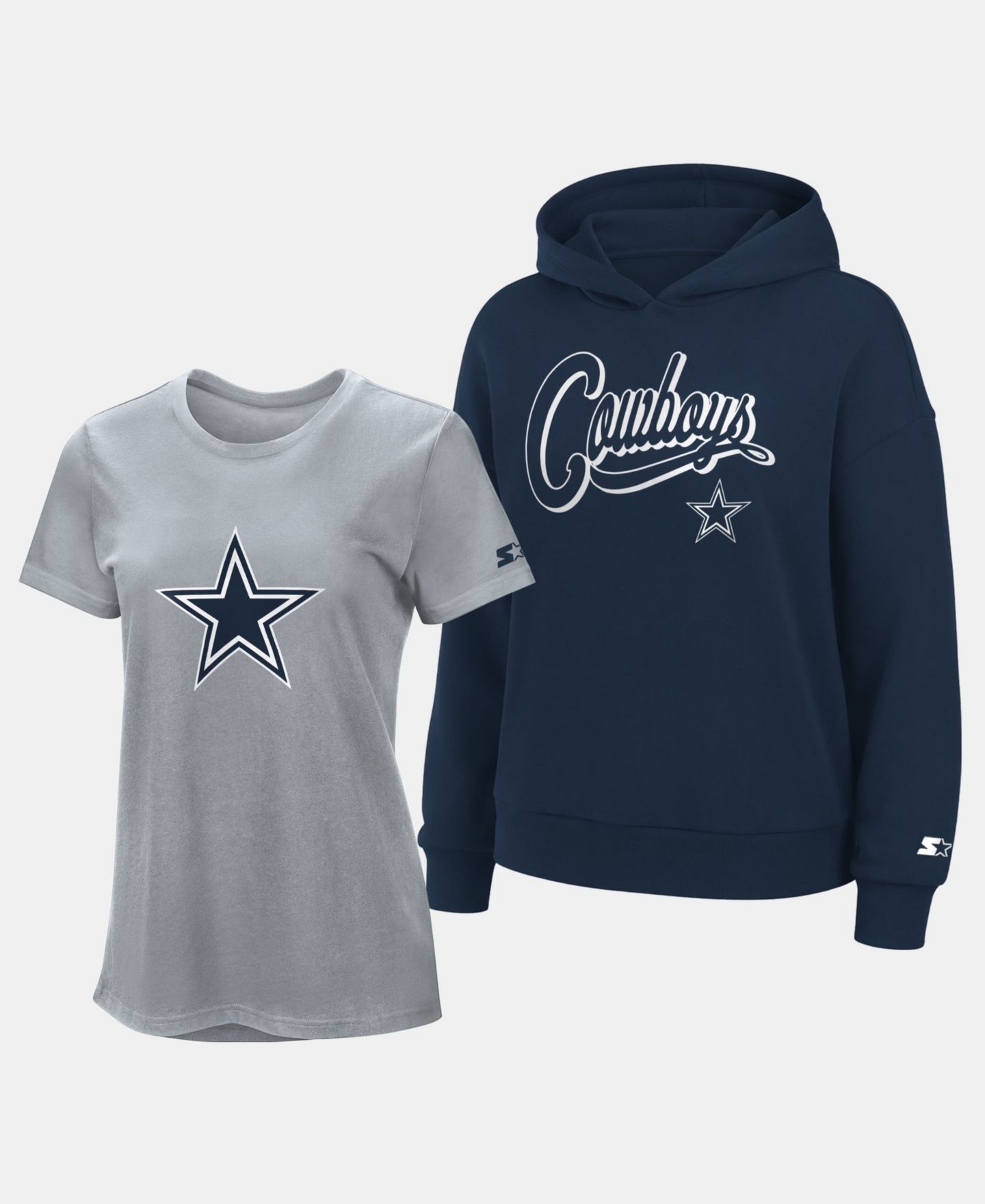 Женские худи Starter Gray/Navy Dallas Cowboys T-Shirt Combo Pack — фото 1