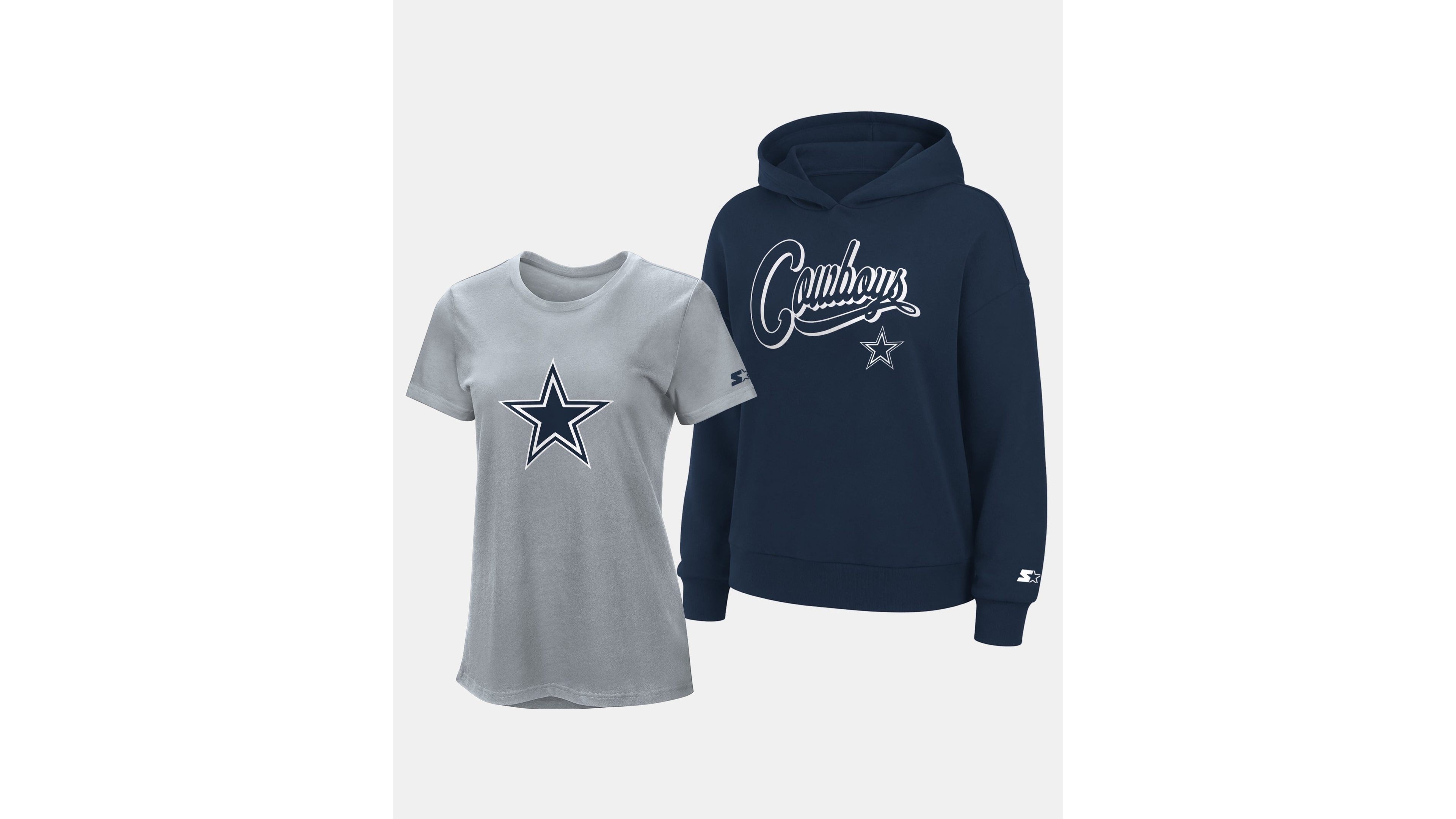 Starter Women's Gray/Navy Dallas Cowboys Hoodie T-Shirt Combo Pack