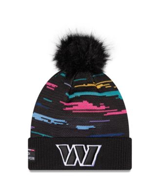 Women's Black Washington Commanders 2026 NFL Crucial Catch Cuffed Knit with Pom Hat