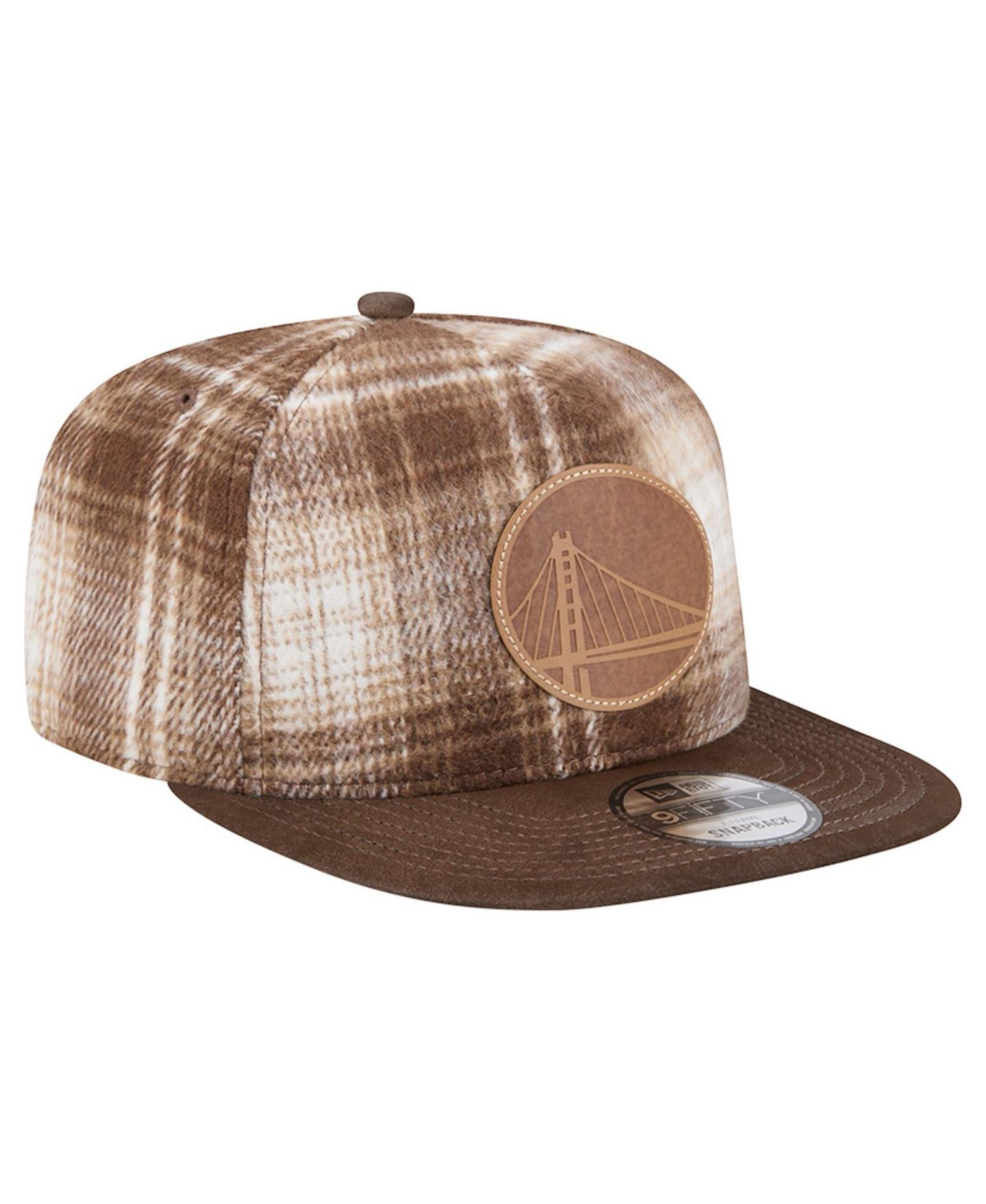 Мужская кепка New Era Brown Golden State Warriors Plaid 9FIFTY A-Frame Adjustable Hat — фото 3