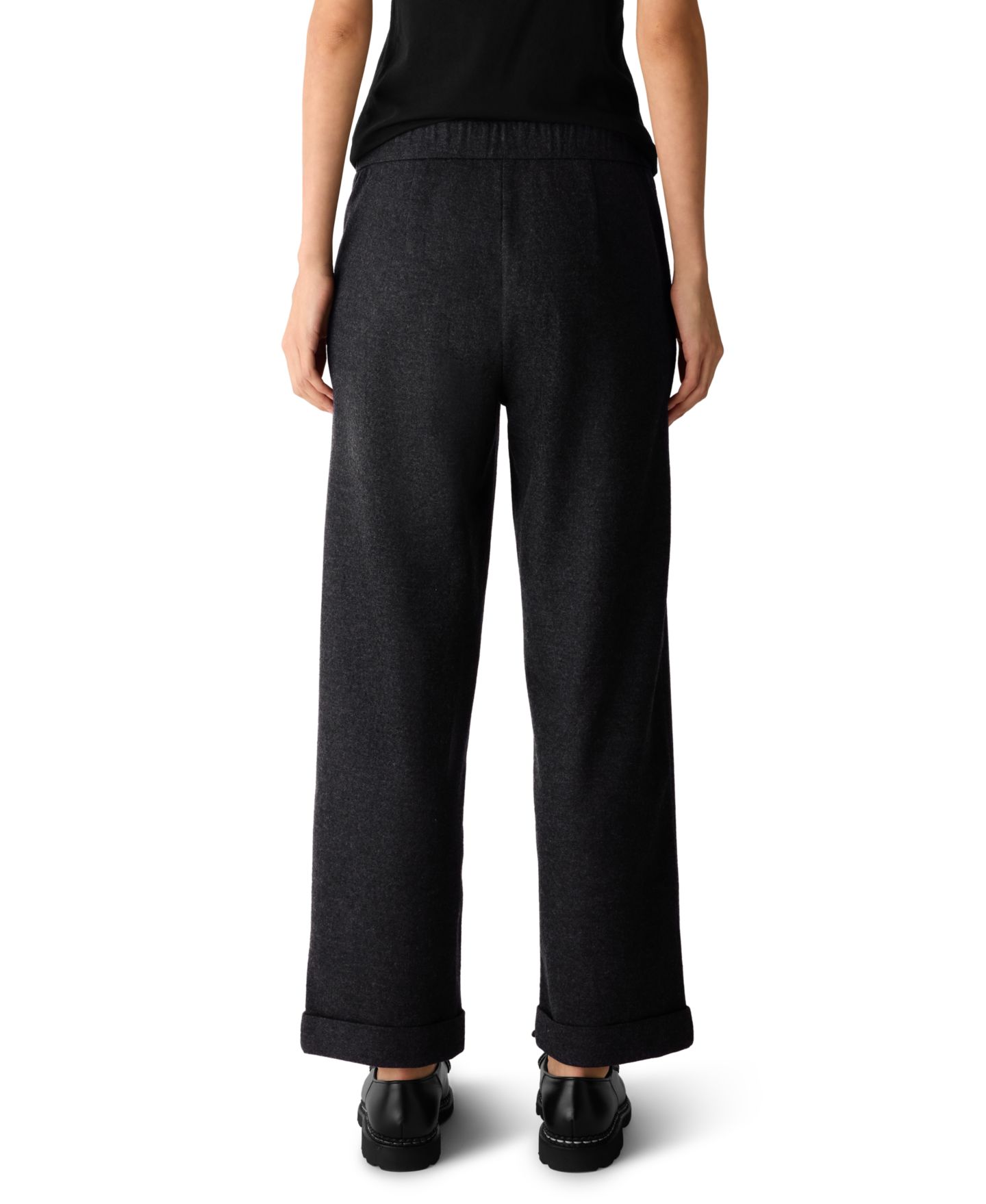 Женские брюки Eileen Fisher Straight Ankle Elastic-Waist Wool, цвет: Угольный — фото 3
