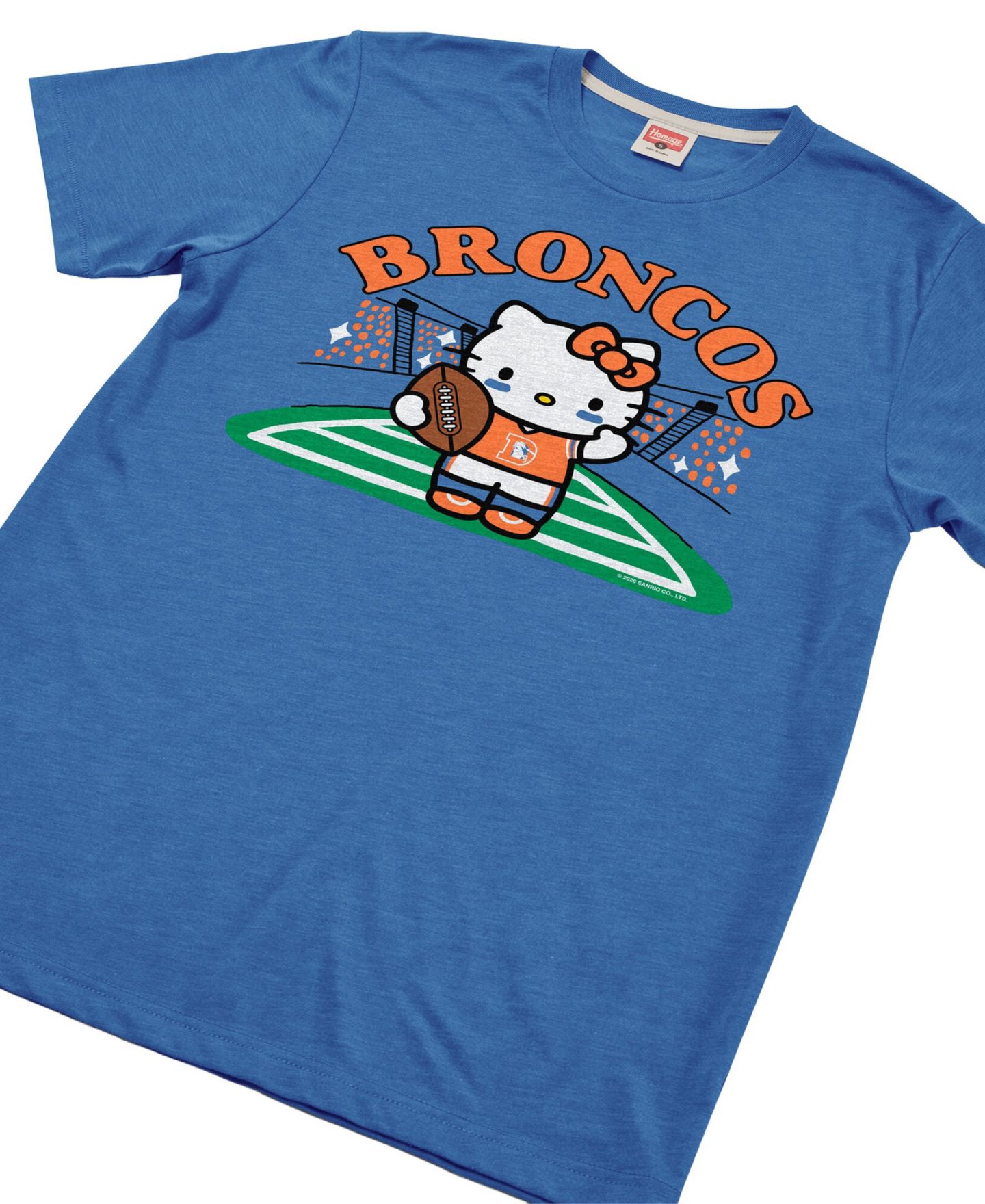 Футболка Homage Blue Denver Broncos X Hello Kitty Triblend — фото 3