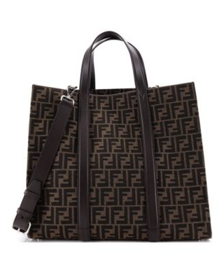 Large Convertible Open Tote Zucca Jacquard Fabric and Leather