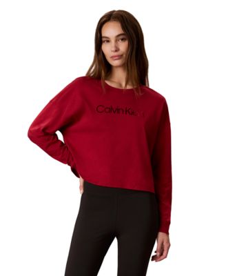 Women's Icon Sport Shine Graphic Logo Long-Sleeve Crewneck Crop T-Shirt
