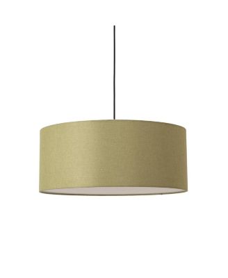 Stretch Pendant - Weathered Brass, Avocado Linen Shade, Dimmable, Bulb Included