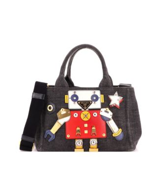 Mini Robot Convertible Tote Embellished Denim