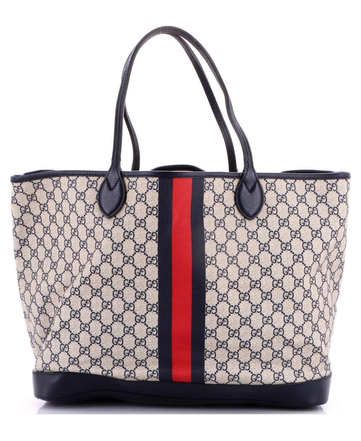 Pre-Owned Gucci Large Ophidia Open Shopping Tote Gg Coated Canvas - Blue
