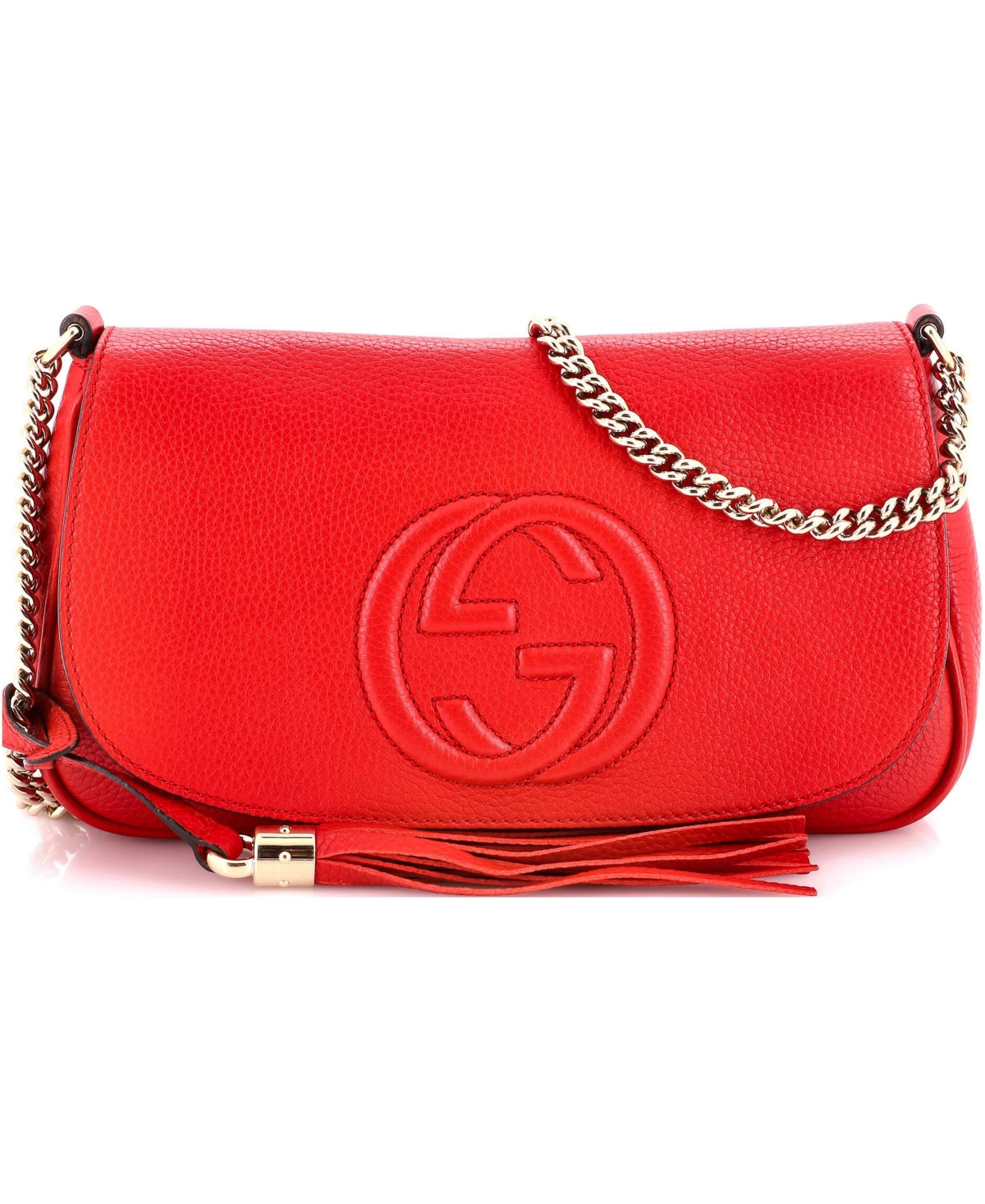 Pre-Owned Gucci Medium Soho Chain Crossbody Bag Leather - Red