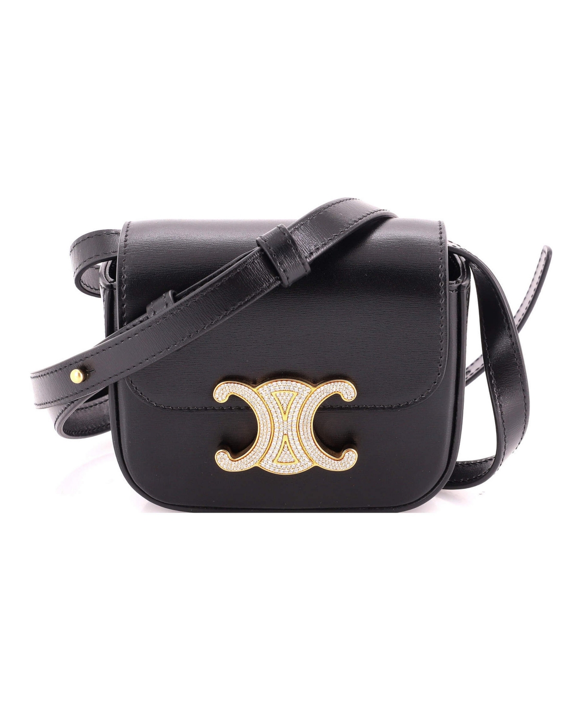 Pre-Owned Celine Mini Claude Shoulder Bag Leather with Crystal Detail