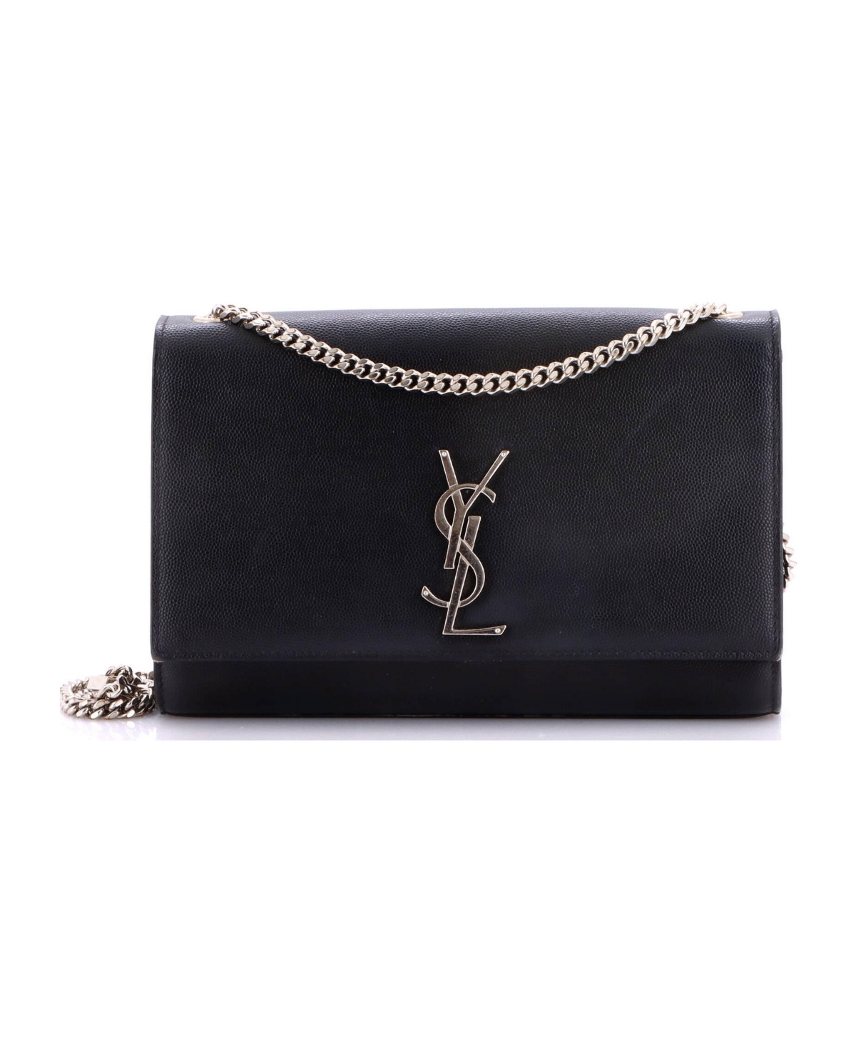 Pre-Owned Saint Laurent Medium Classic Monogram Crossbody Bag Grainy Leather - Black