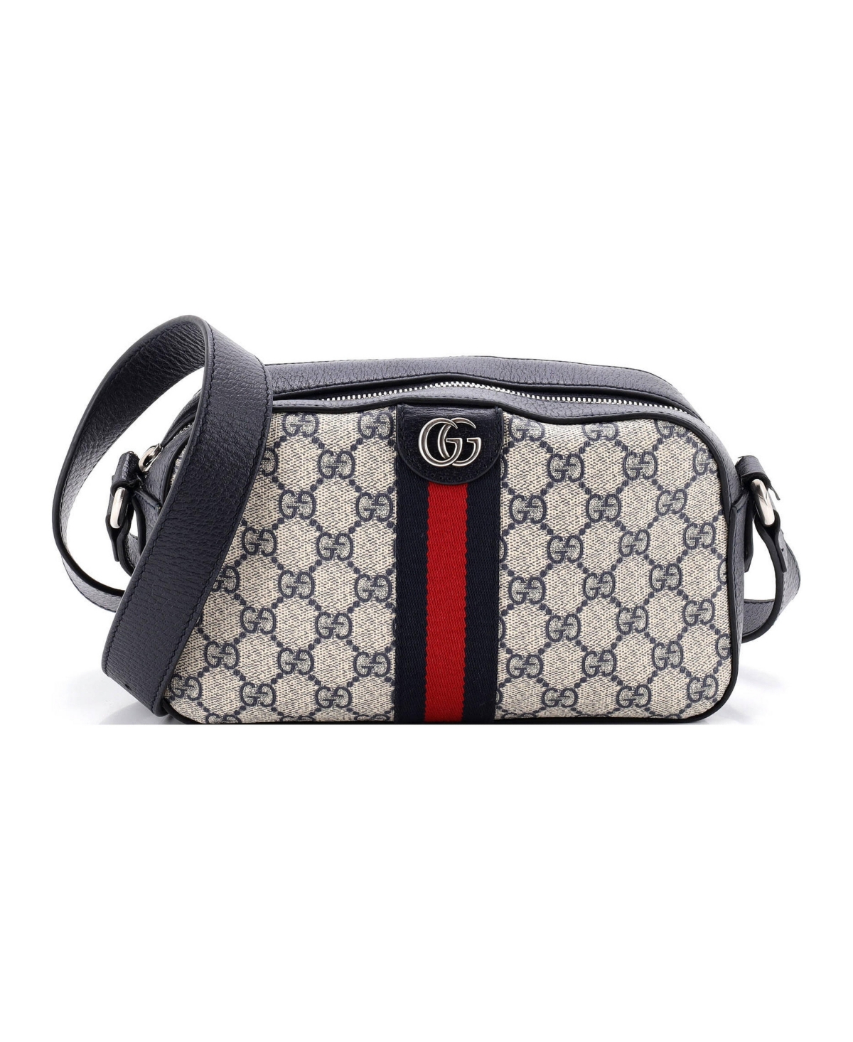 Pre-Owned Gucci Small Ophidia Camera Shoulder Bag Gg Coated Canvas with Leather - Blue